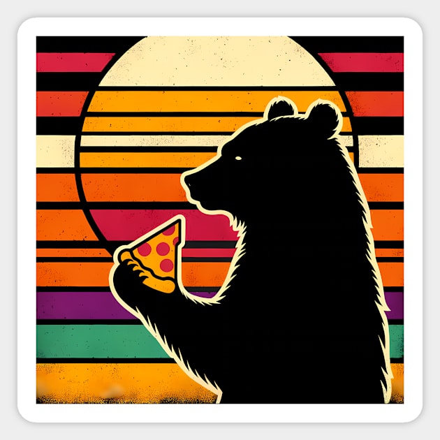 Funny Bear Eating Pizza Sticker by logiamerch
